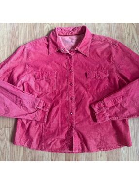 Twenty X Corduroy Pink Western Pearl Snap Cropped Size Small